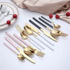 Modern Colorful Handle Stainless Steel Gift Box Flatware Cutlery Set - Image 5