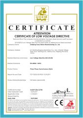 YE2 efficiency certification certificate from Taizhou Pengyuan Electrical & Mechanical Co., Ltd.