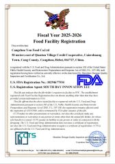 FDA for factory-3 certificate from Shanxi Huahengchang Economic and Trade Co., Ltd.