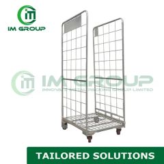 Warehouse Storage Logistics Transport Folding Stacking Metal Wire Mesh Roll Cage - Image 1