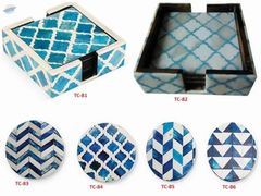 Bone Inlay Tea Coaster Texture Smooth, Natural Application Fashion And Garments Accessories Material Buffalo Cow Horn, Brass, Bone, Resin, Wood, Glass, Metal, - Image 1