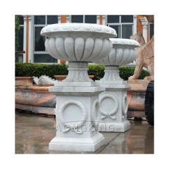 Contracted Outdoor Garden Decor Flowerpot Marble Statue for Sale - Image 1