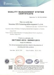 ISO CERTIFICATION certificate from SHENZHEN TPX CO., LTD.
