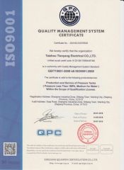 ISO9001 certificate from Taizhou Tianyang Electrical Co., Ltd.