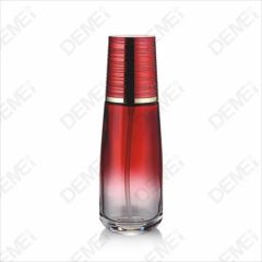 Elegant Red Glass Cosmetic Container with Gold Lotion Pump - Image 4
