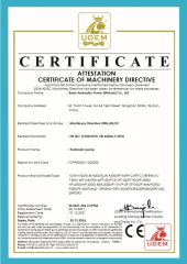 CE for hydraulic pump certificate from Baier Hydraulic Power (Wuhan) Co., Ltd.