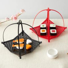 Square Plastic Red Black Japanese Sushi Plate Weight 80g Origin China Shape Rhombus Feature Durable Specification ABS Usage No Microwave - Image 4