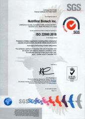 ISO certificate from Nutrifirst Biotech Inc.