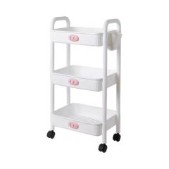 Household Book Storage Organizer Removable Trolley Kitchen Plastic Storage Racks - Image 1
