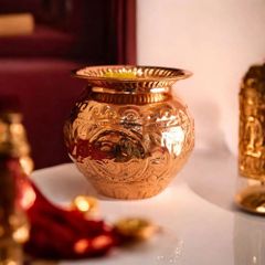 Pure Copper Pooja Lota Capacity 400 Ml Weight 200 Grams Material Pure Copper Symbols Om And Swastik Size 9.5 X 9.5 Cm (height X - Image 4