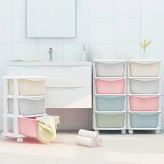 Storage Rack with Plastic Drawers Toy Storage Cabinet with Wheels St-054 - Image 2