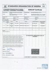 SONCAP for Nigeria certificate from Qingdao Kingworld Control Co., Ltd.