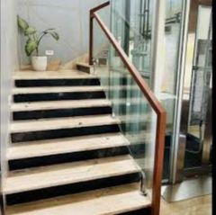 Staircase Glass Railing, 8 mm Finish SS Glossy Glass Color Frosted Glass Type Toughened Glass Thickness 8 mm Material Stainless - Image 3