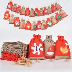 Fabric Christmas Calendar Gift Bag for Holiday Decorations Filled with Surprises Christmas Gift Bag - Yiwu Youjing Import and Export Co., Ltd