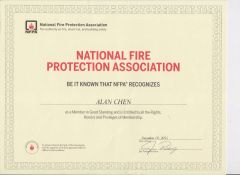 NFPA 20 certificate from Borra Technology Co., Ltd.