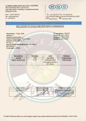 analyse certificate of taïba – certificate photo, supplier certificates section