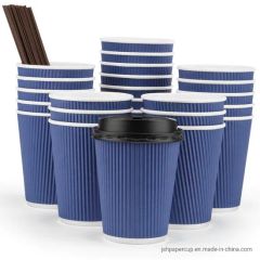 Custom Design 100 Biodegradable 12oz Ripple Wall Coffee Cup for Hot Drinking - Image 1