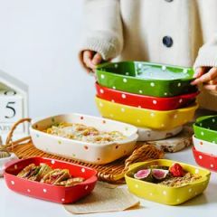 Color Ceramic Bakeware Set Rectangle Roasting Lasagna Baking Dish - Image 5