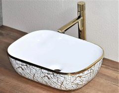 Ceramic Wash Basin Color White Finish Glossy Shape Rectangular Design Type Simple Design Feature Sleek Surface Texture - Image 1