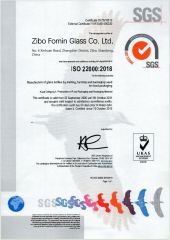 ISO22000 certificate from Zibo Fomin Glass Co., Ltd