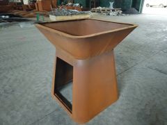 Patio Propane Firepit Table Rectangle Corten Steel Gas Fire Pits - Image 5