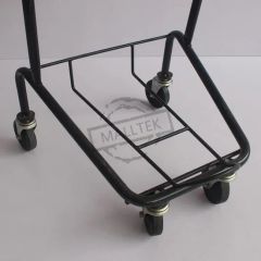 Wheeled Store 2 Tiers Metal Material Shopping Cart with Two Baskets - Image 3