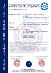 CNC Glass Cutting Production Line certificate from Guangzhou S&K Glass Machinery Co., Ltd.