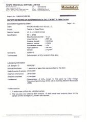 ZrO2 content test report of AR glassfiber roving 01 certificate from Shenzhen Xiangu High-Tech. Co., Ltd.
