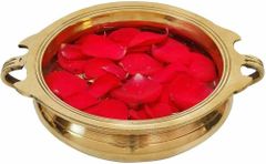 Brass Urli Color Gold Material Brass Finish Polished Capacity 1 Litre Usage Event Decor Design Style Ethnic Design Curved - Image 1