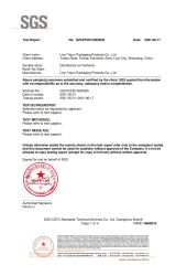 EN1276 certificate from Linyi Yiqun Packaging Products Co., Ltd.