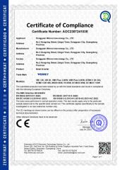Certificate of Compliance for Solar Inverters certificate of Guangdong Wenrui New Energy Co., Ltd. – certificate photo, supplier certificates section