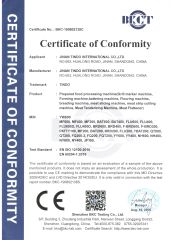 CE for Burger Patty Machine certificate from Jinan Tindo International Co., Ltd.