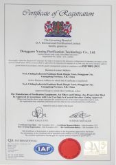 ISO certificate from Dongguan Yaning Purification Equipment Co., Ltd