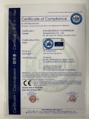 CE certification certificate from Wan Beardsley Compressor Machinery (Shanghai) Co., Ltd.