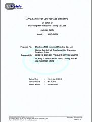 LOW VOLTAGE DIERCTIVE FOR JACKETED KETTLE certificate from ZHUCHENG MBC INDUSTRIAL & TRADING CO., LTD.