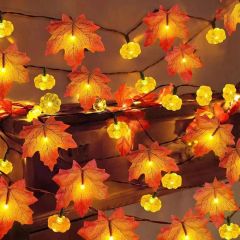 Custom Gold Maple Garland Vine Falling Leaves Halloween Christmas LED String Light - Image 4