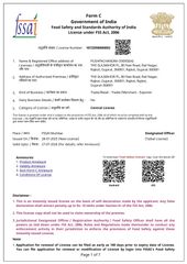 FSSAI certificate from Pushpachandra Overseas