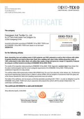 OEKO-TEX certificate from Dongguan Xuli Textile Co., Ltd