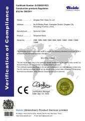 tempered glass certificate from QINGDAO RICH GLASS CO., LTD.