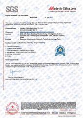 SGS Certificate certificate of Jiangsu Origin Machinery Co., Ltd. – certificate photo, supplier certificates section