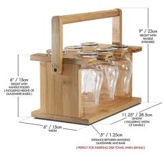Bamboo Wine Glass Rack with Handle Countertop Party - Image 6