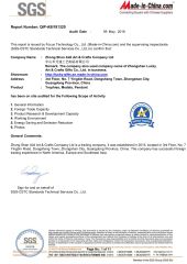 SGS certificate from Zhongshan Lucky Art & Crafts Gifts Co., Ltd.