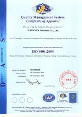 ISO certificate from Winnsen Industry Co., Ltd.