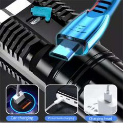 Handheld Emergency Searchlight High Power Four-Cell COB LED USB Rechargeable Flashlight Camping Searchlights Hunting Torch Light - Image 5