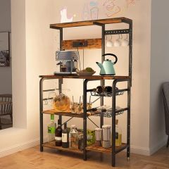 Kitchen Storage Shelf Kitchen Bakers Rack Coffee Bar Table Microwave Stand Kitchen Table - Image 2