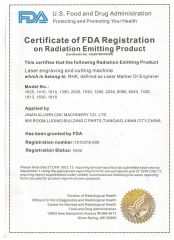 ALLWIN CNC FDA certificate from JINAN ALLWIN CNC MACHINERY CO., LTD