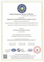 ISO:9001 certificate from Zhejiang Cotrum Industry & Trade Co., Ltd.