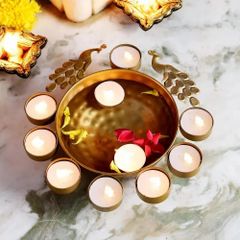 100 ML Golden Metal Lotus Flower Urli Design Intricate Floral Patterns Diameter 12 Inches (30 Cm) Intended Use Home, Hotel, Festive Occasions, Gifting - Image 2