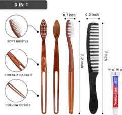 Toothbrush, Comb, Toothpaste, Hotel Amenities Set for Travel Style 3 in 1 Handle PP, PS Trademark E&O Function Clean Model NO. - Image 3