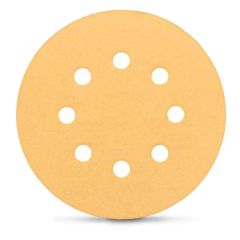8 Hole Abrasive Tools Gold Sand Paper Hook and Loop Trademark PK Specification 5inch Particle Size Abrasive Application Metal - Image 1